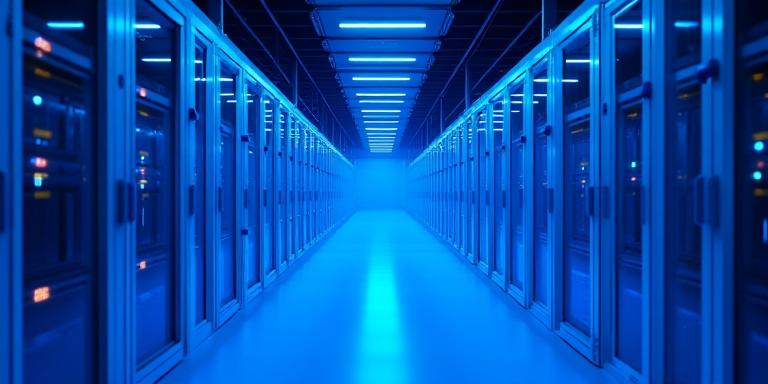 Secure server farm representing logistics data protection and transport security